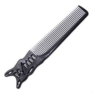 black hair comb with fine teeth and handle