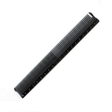 black tail comb with fine teeth and a long handle for hair styling and parting