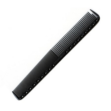 black hair comb with fine teeth and rounded edges